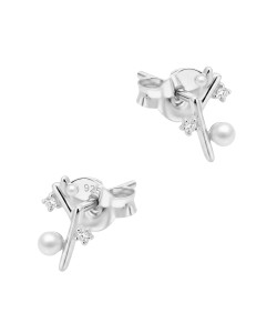 Cute Leaf Stalk Silver Stud Earring STS-6881
